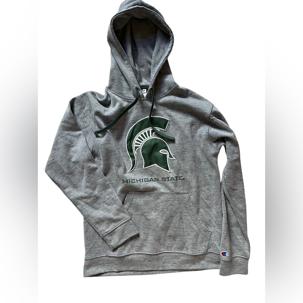 Champion Michigan State Spartans Embroidered Hoodie Men's M‎ Sweatshirt Gray ✅